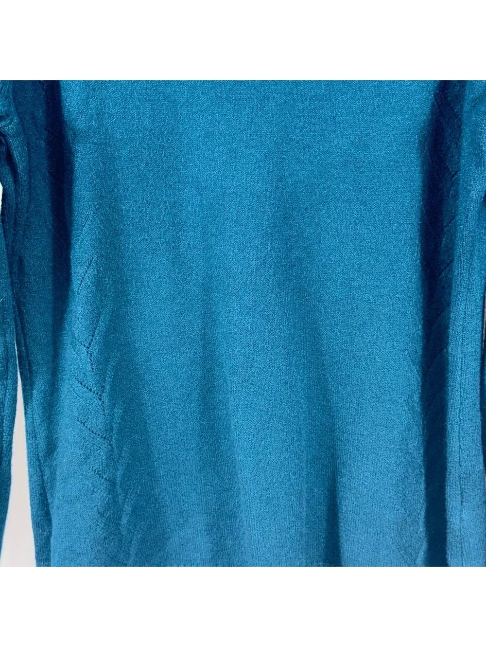 Women’s Teal Knit Pullover Sweater Size Large Soft Long Sleeve Scoop Neck
